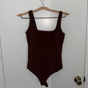 Abercrombie & Fitch Squareneck Tank Bodysuit - Brown - Size M